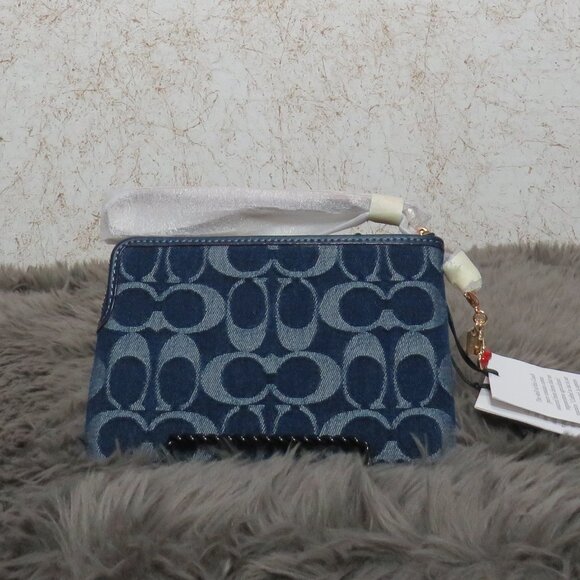 Coach Corner Zip Wristlet in Signature Denim (Denim) - Picture 3 of 7